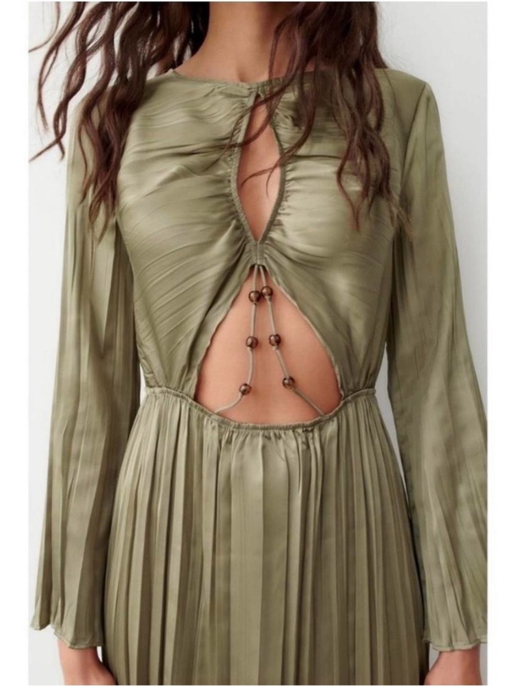 Zara Green Satin Midi Dress